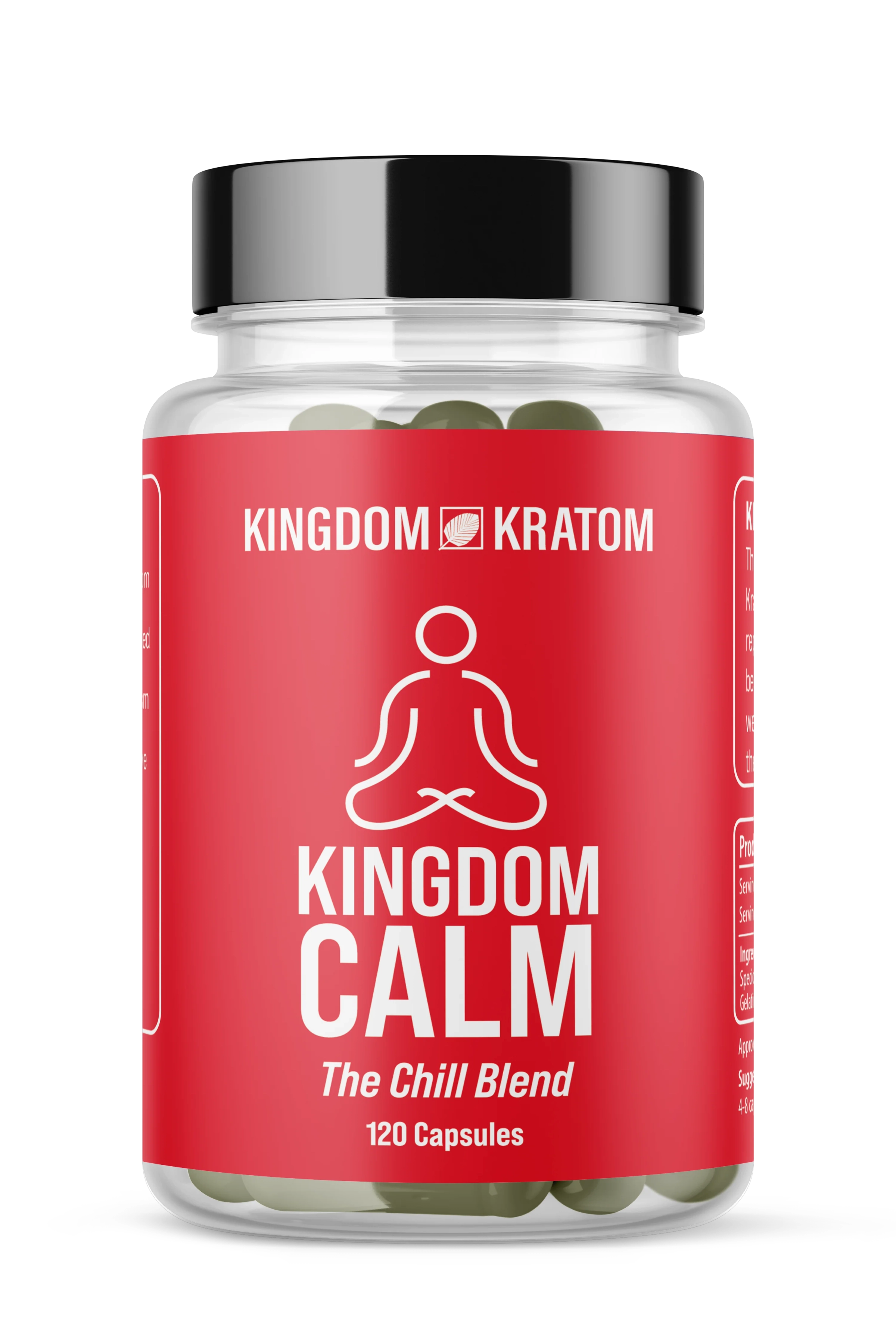Kingdom Kratom Calm Red Blend Capsules 120ct - Front View, Chill Blend for Relaxation & Calm | Kingdom Kratom
