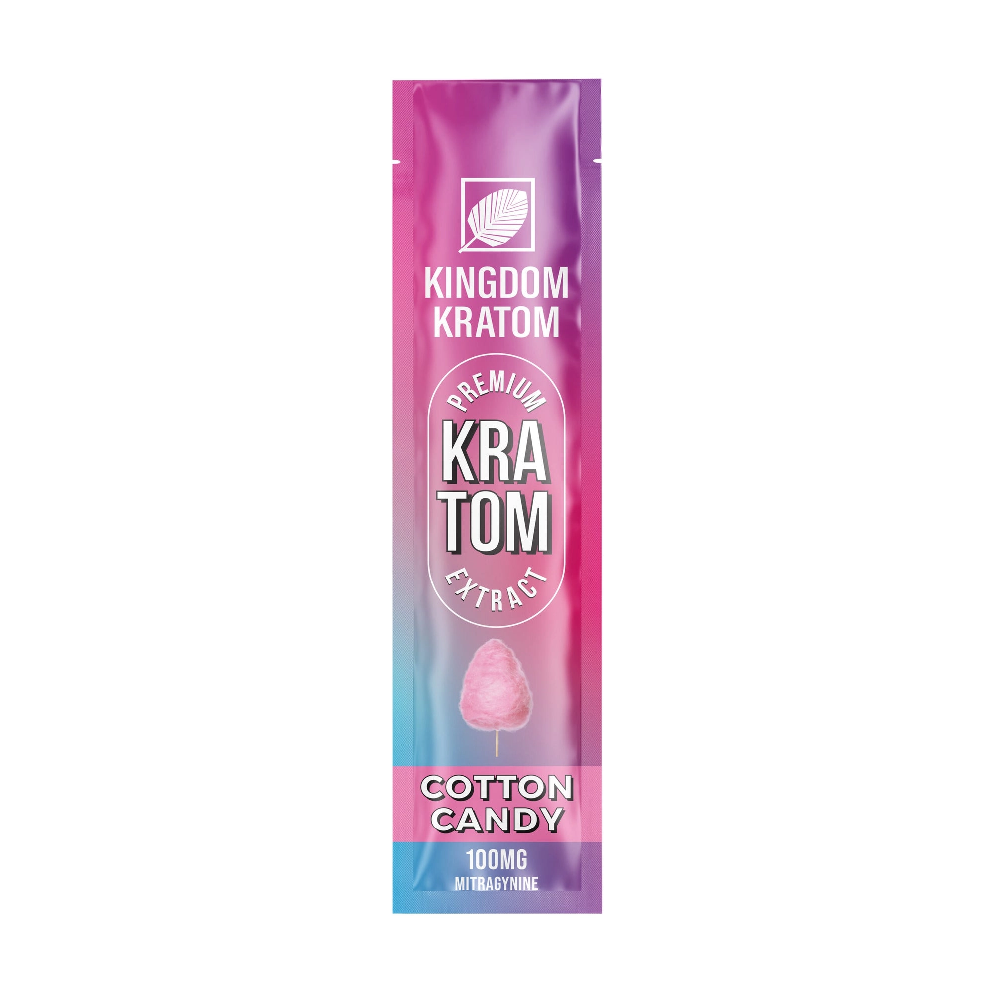Pink Purple Kingdom Burst Cotton Candy Flavored Kratom Stick Pack 100mg Mitragynine - Front View | Kingdom Kratom