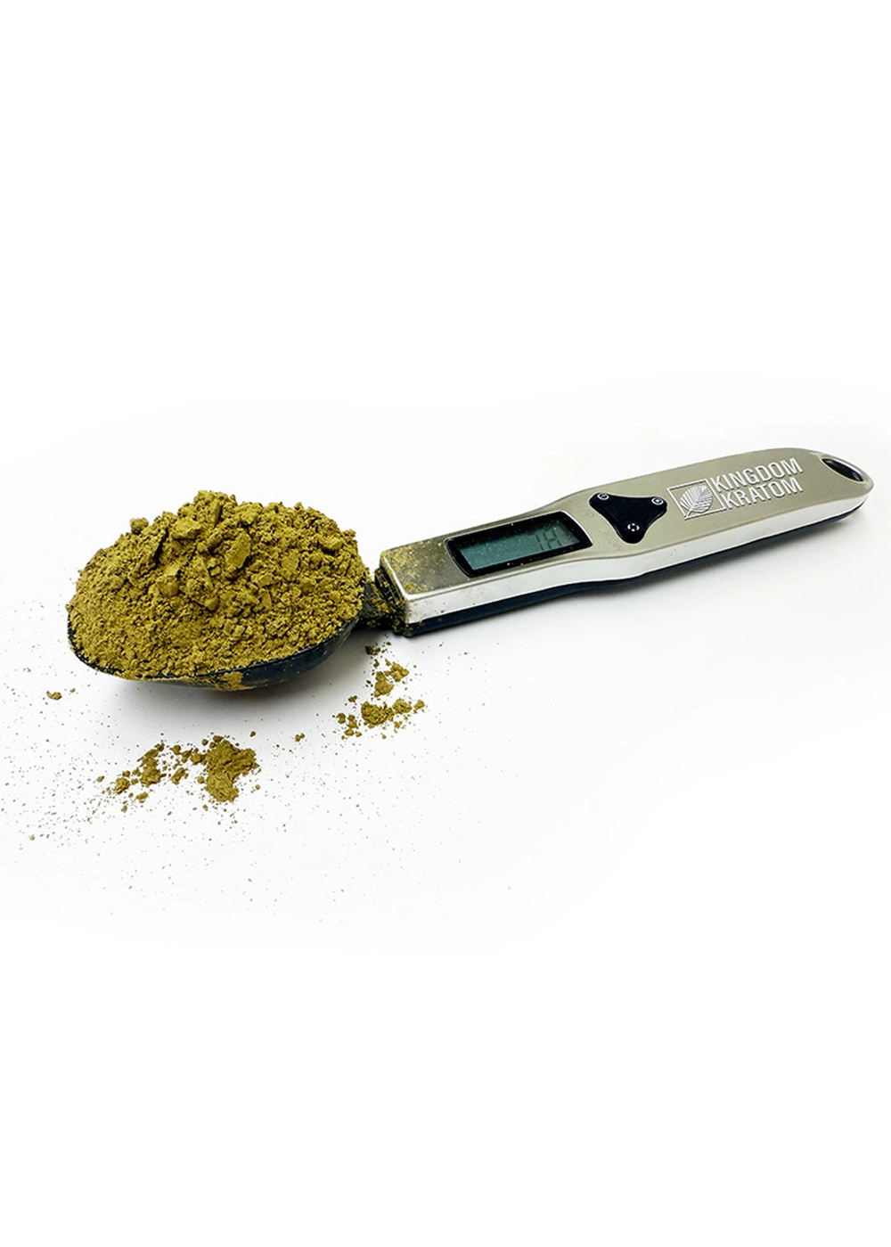 Digital Kingdom Kratom Measuring Spoon Scale holding kratom powder