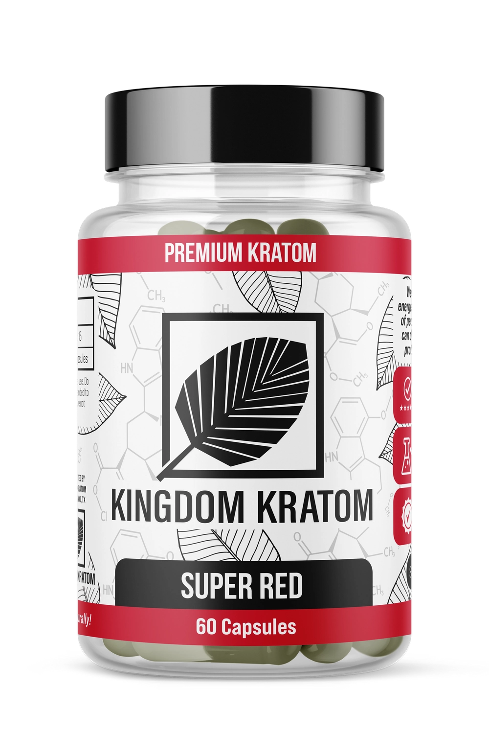 Super Red Borneo Kratom Capsules 60 count bottle