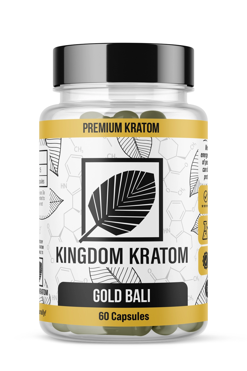 Gold Bali Kratom Capsules 60 count bottle